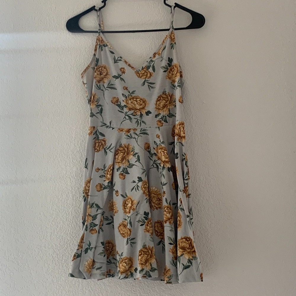 Forever 21 Blue and Gold Floral MiniTank Top Dress